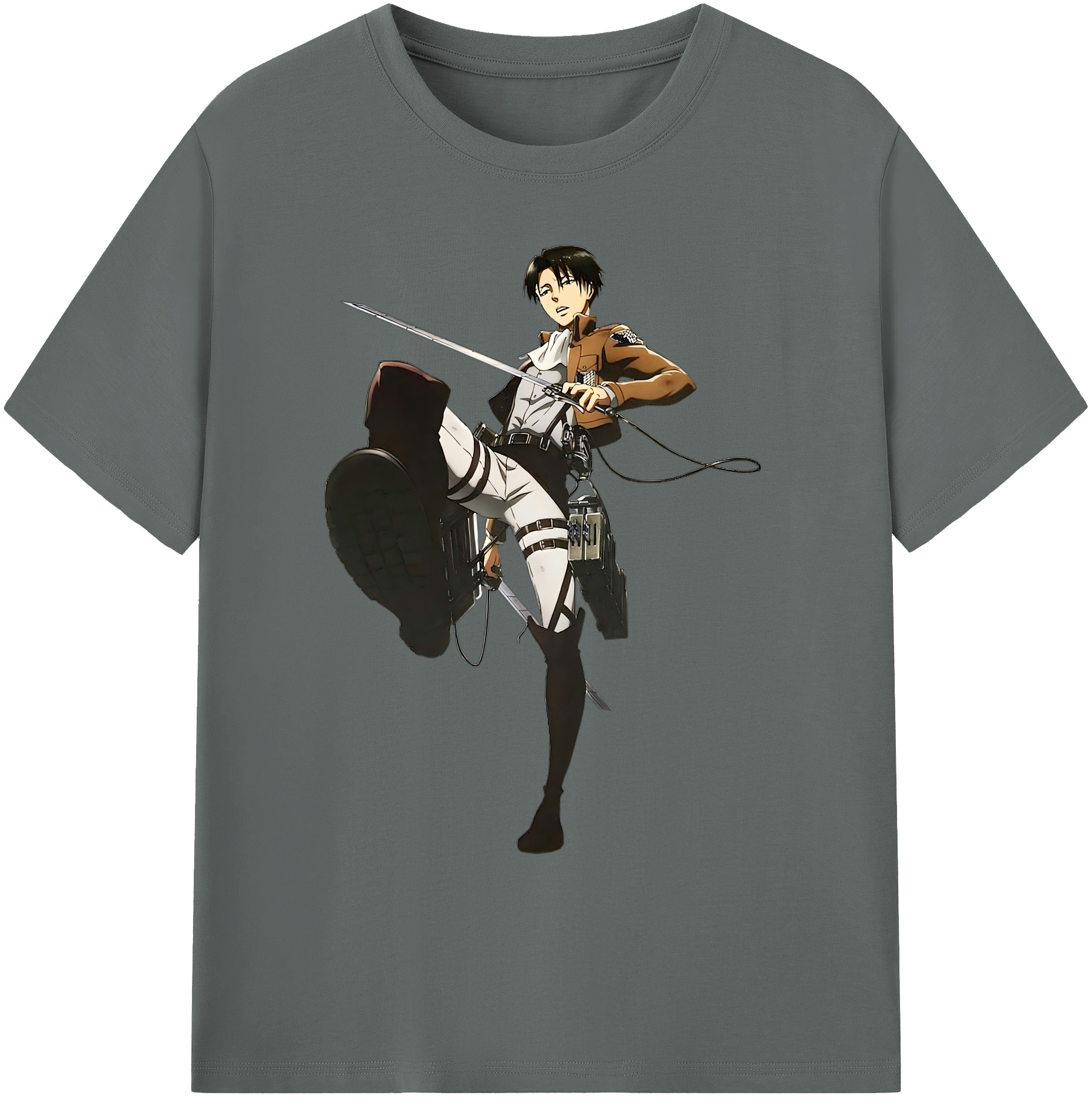（画像用） 進撃の巨人 リヴァイ·アッカーマン Attack on Titan Levi Ackerman 綿100％ メンズ半袖Tシャツ｜肌触りやわらか＆通気性